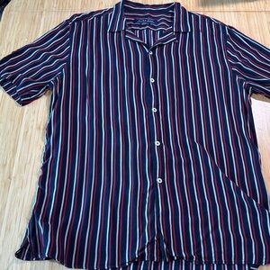 Red Blue & Gray stripped Unisex Preppy Button down Shirt by Zara